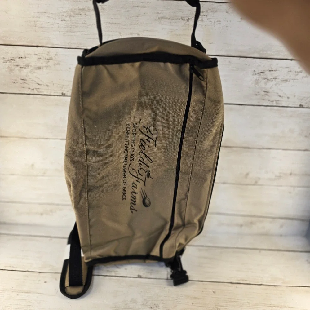 Field and Farms Sporting Clays Insulated Cooler Bag Tan Black Shoulder Strap